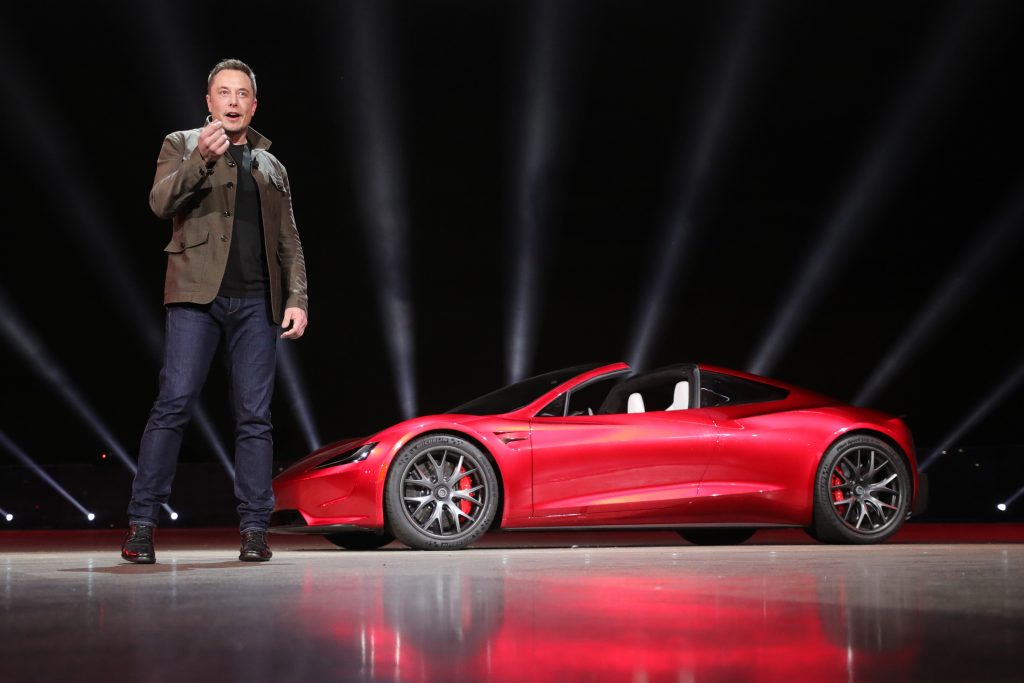 Onthulling Tesla Roadster door Elon Musk